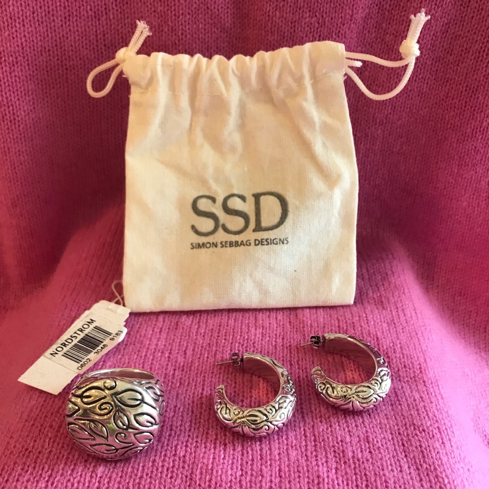 Simon Sebbag Designs Sterling Ring and Earring Set - Picture 1 of 16